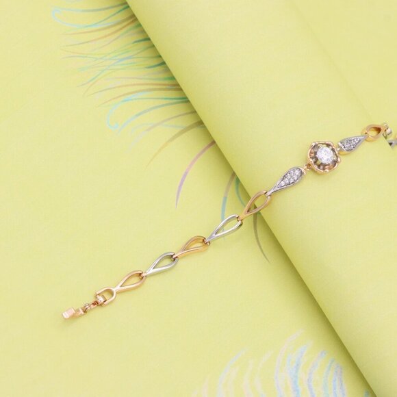 "Rose Gold and Silver Elegant Bracelet with Sparkling Center Stone, XPBL0783 - Picture 4 of 13